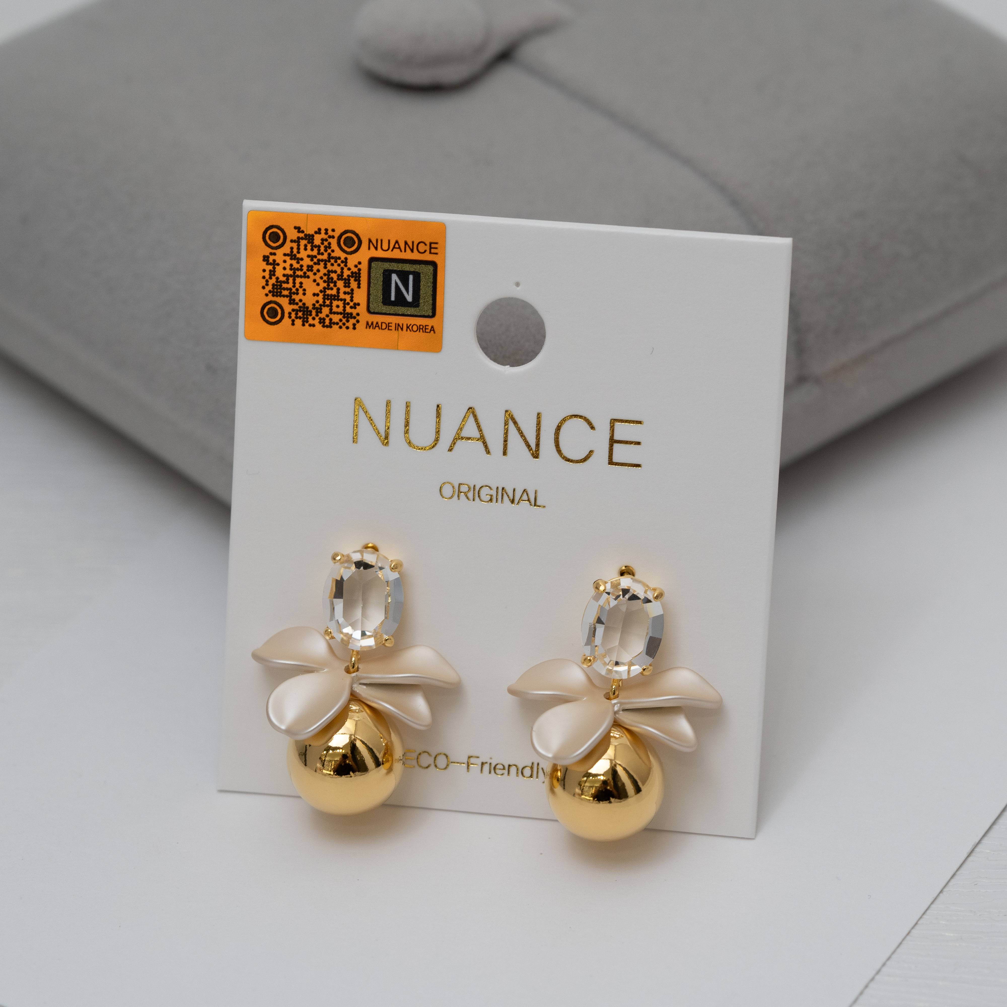 Nuance花瓣橢圓鋯石耳環 金色/銀色