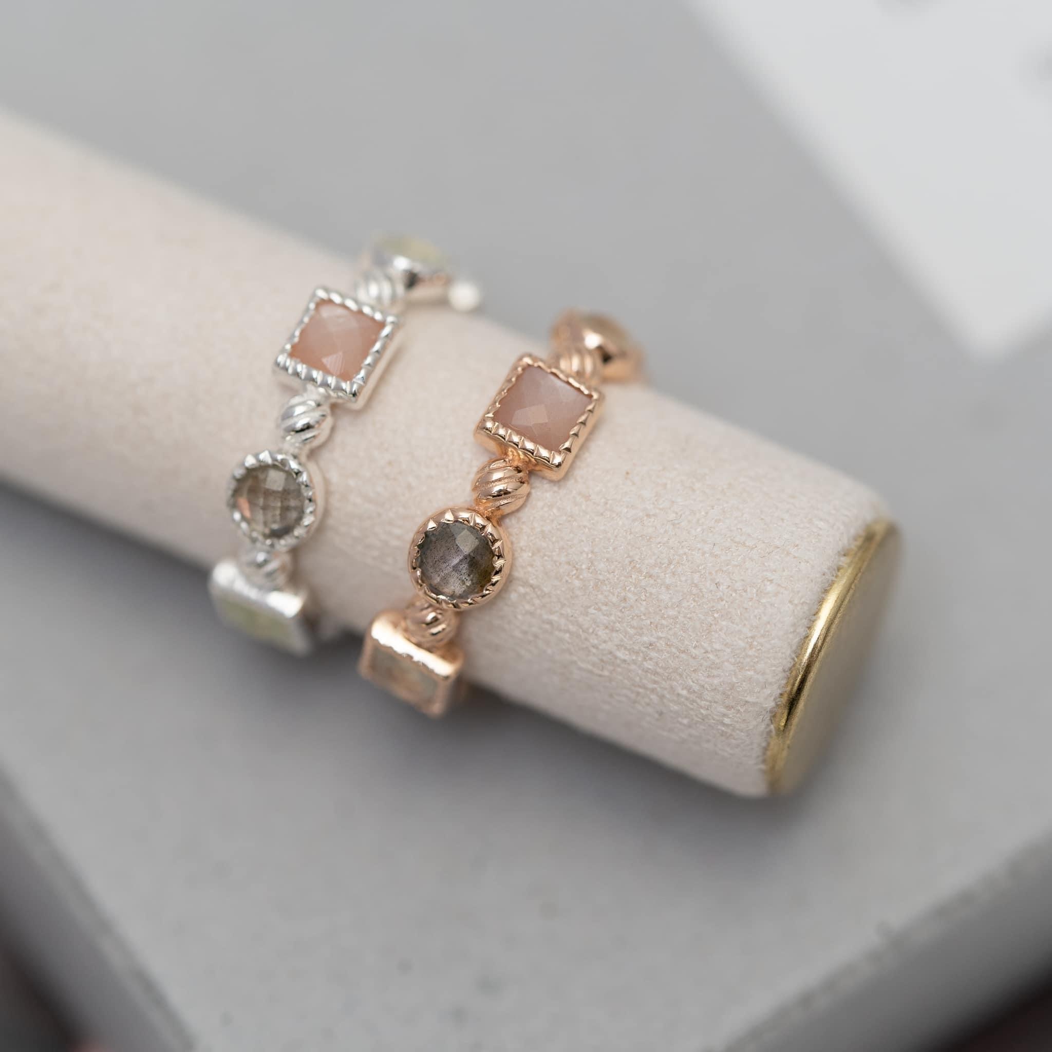 方圓切割半寶石戒指-3色月亮石 svr82 over#17 $1129