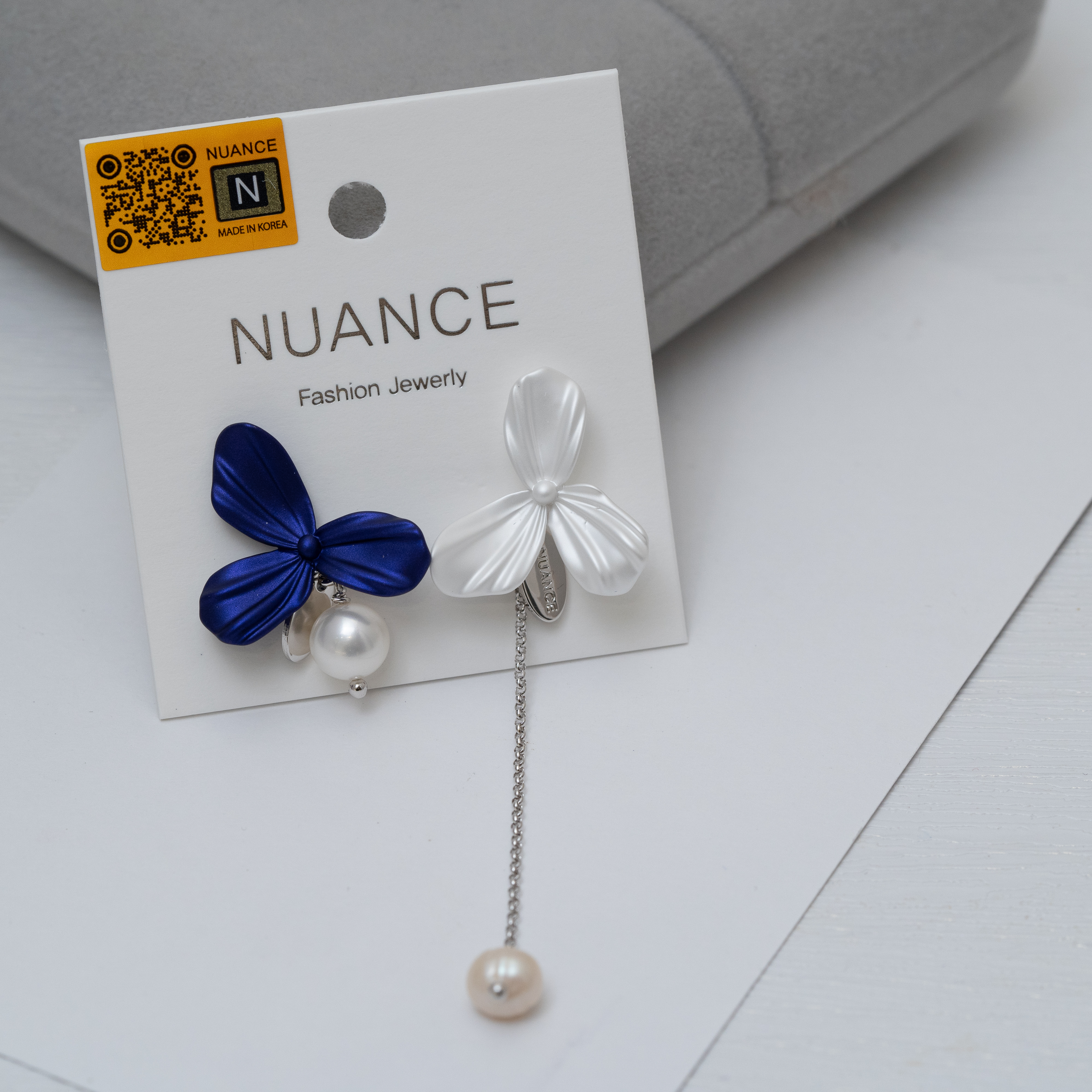 Nuance 三葉花鴛鴦色珍珠耳環