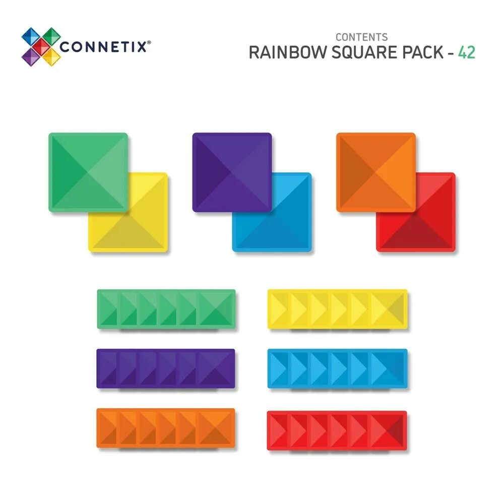 【樂森藥局】澳洲 Connetix - 彩虹磁力積木-方形擴充組(42pc)