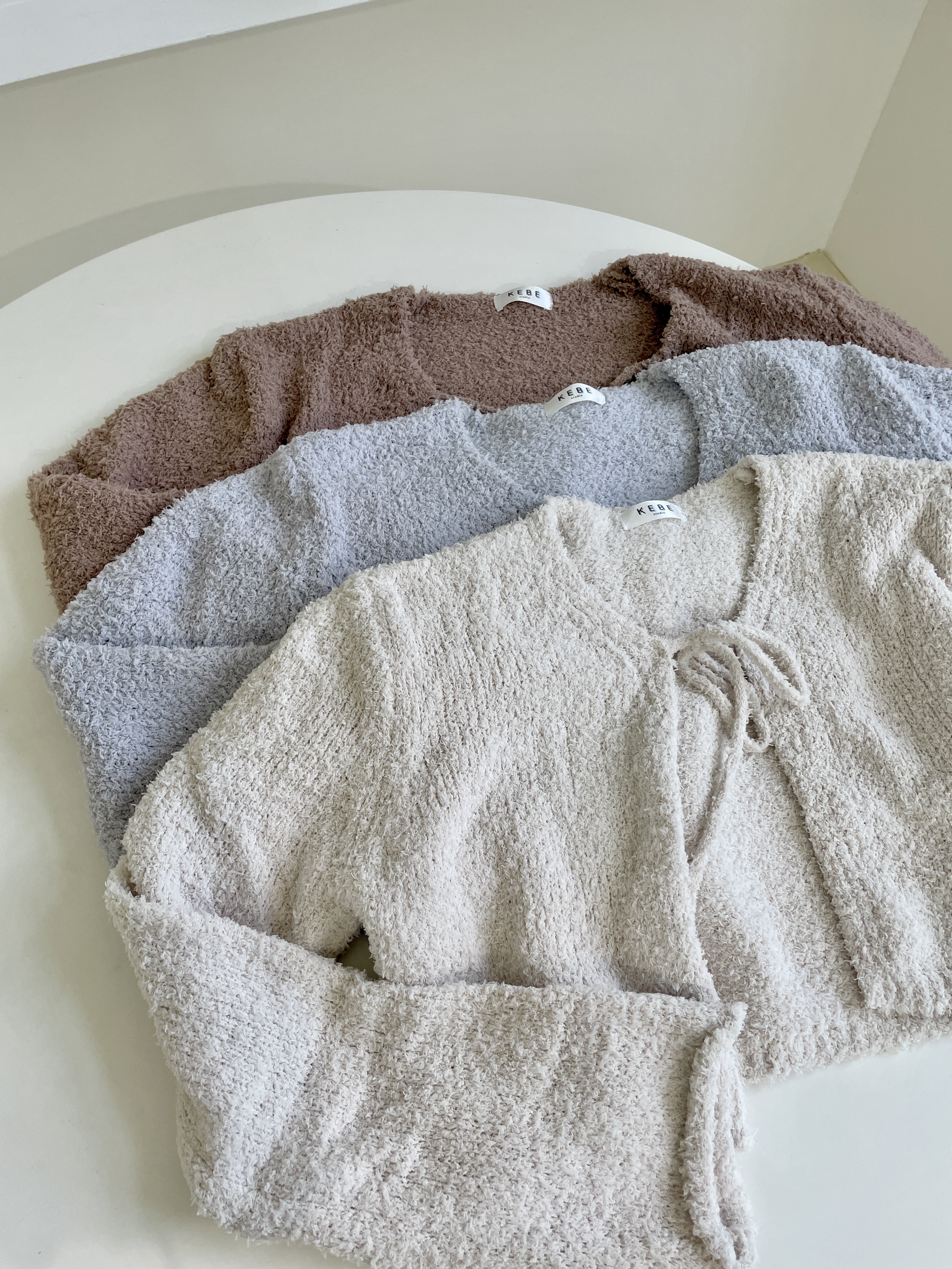 時髦人微絨感綁帶罩衫