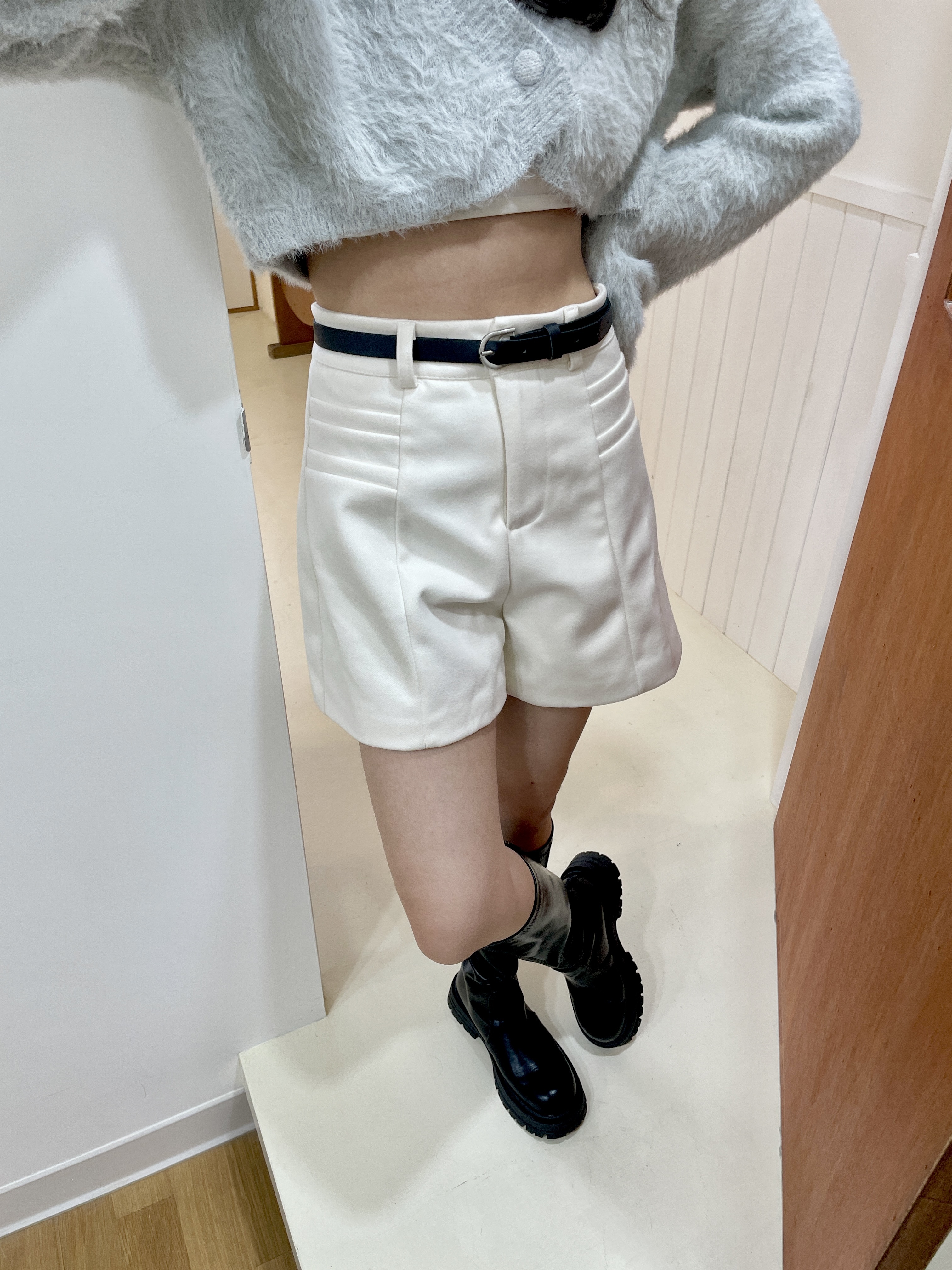 梨型女孩挺版附皮帶短褲