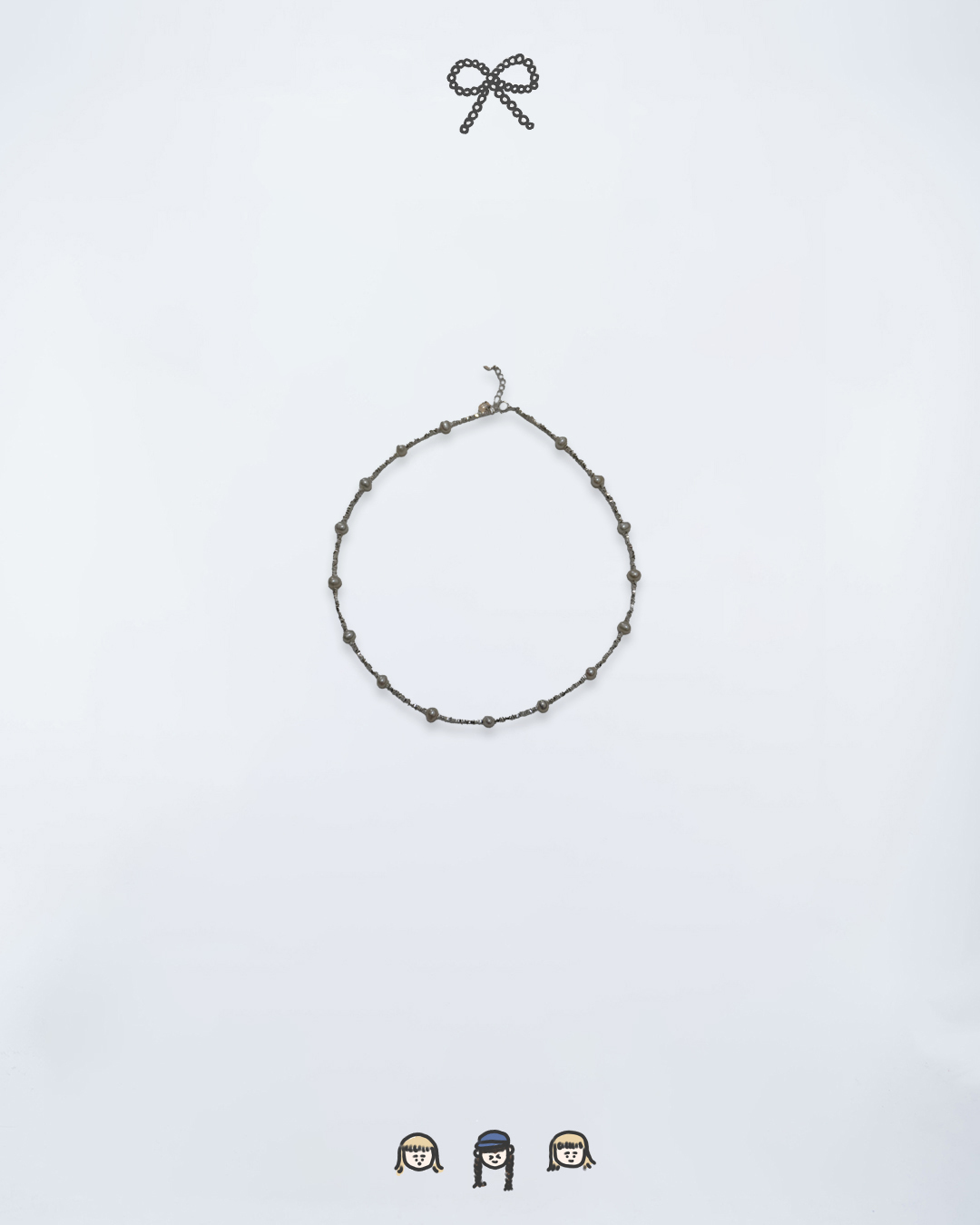 925純銀珍珠拼小碎銀石幼頸鏈