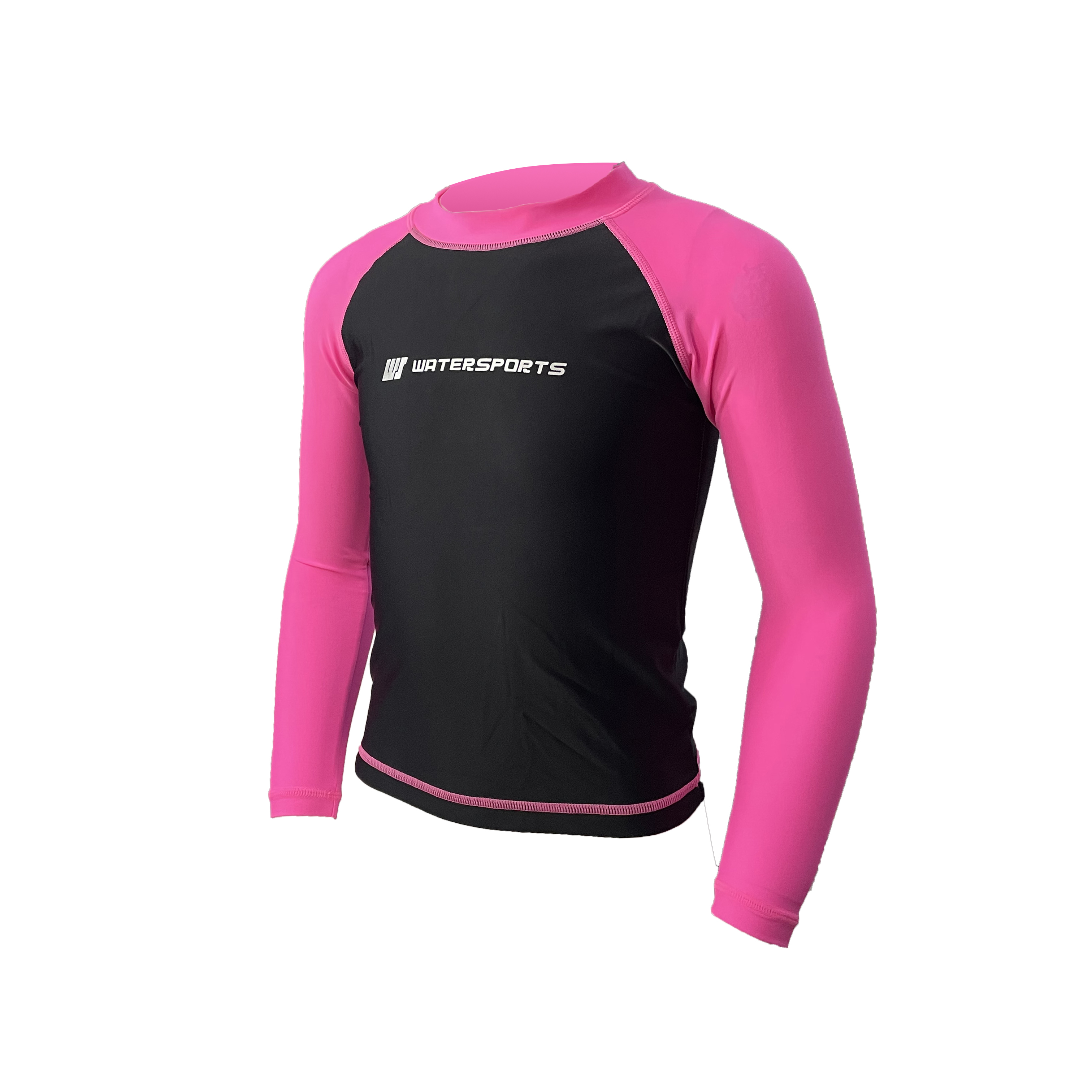 兒童 ESSENTIAL 防曬上衣 UPF50+ - 黑/熒光粉紅