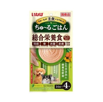 INABA 綜合營養 雞肉+蔬菜(14gx4支裝)(犬用)【$100 X 5 包】【可混合其他口味】