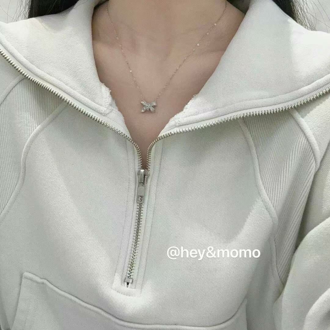 HM2417  ⚪️925 銀 超閃施華洛水晶蝴蝶結吊墜項鍊