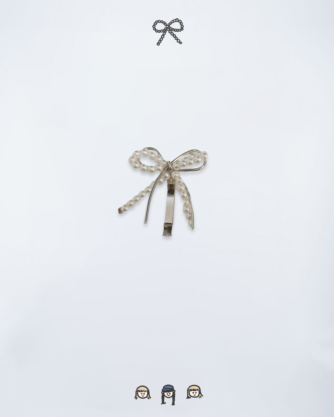 珍珠拼銀蝴蝶結一字夾