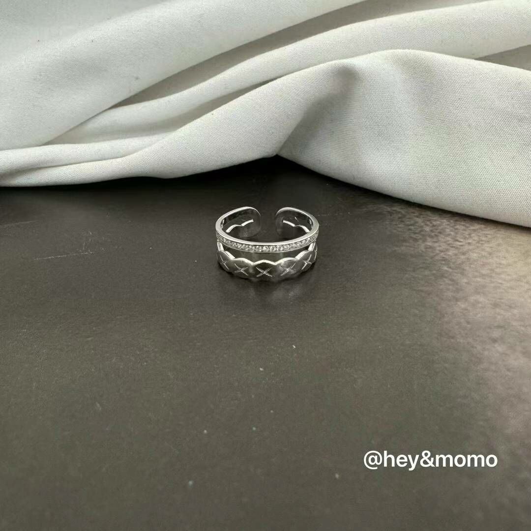 HM2423 高級感菱形格仔開口戒指