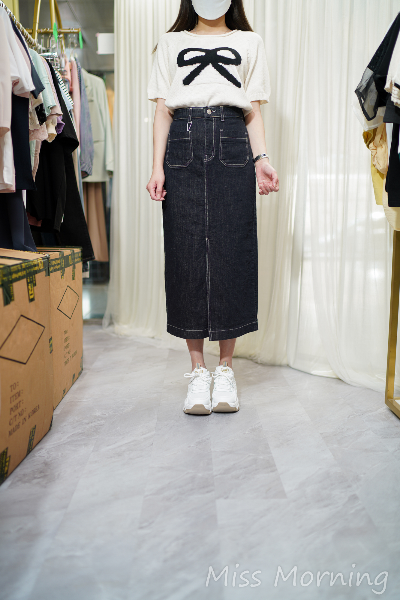 蝴蝶結圖案款上衣(13812)&靚Cut百搭牛仔裙(33724)