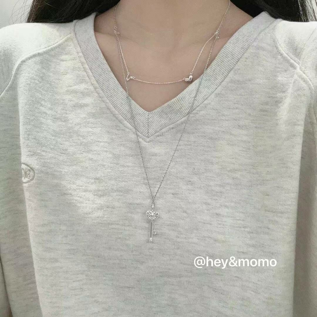 HM2424  ⚪️925 銀 麻花鏈➕鏤空鑰匙吊墜項鍊