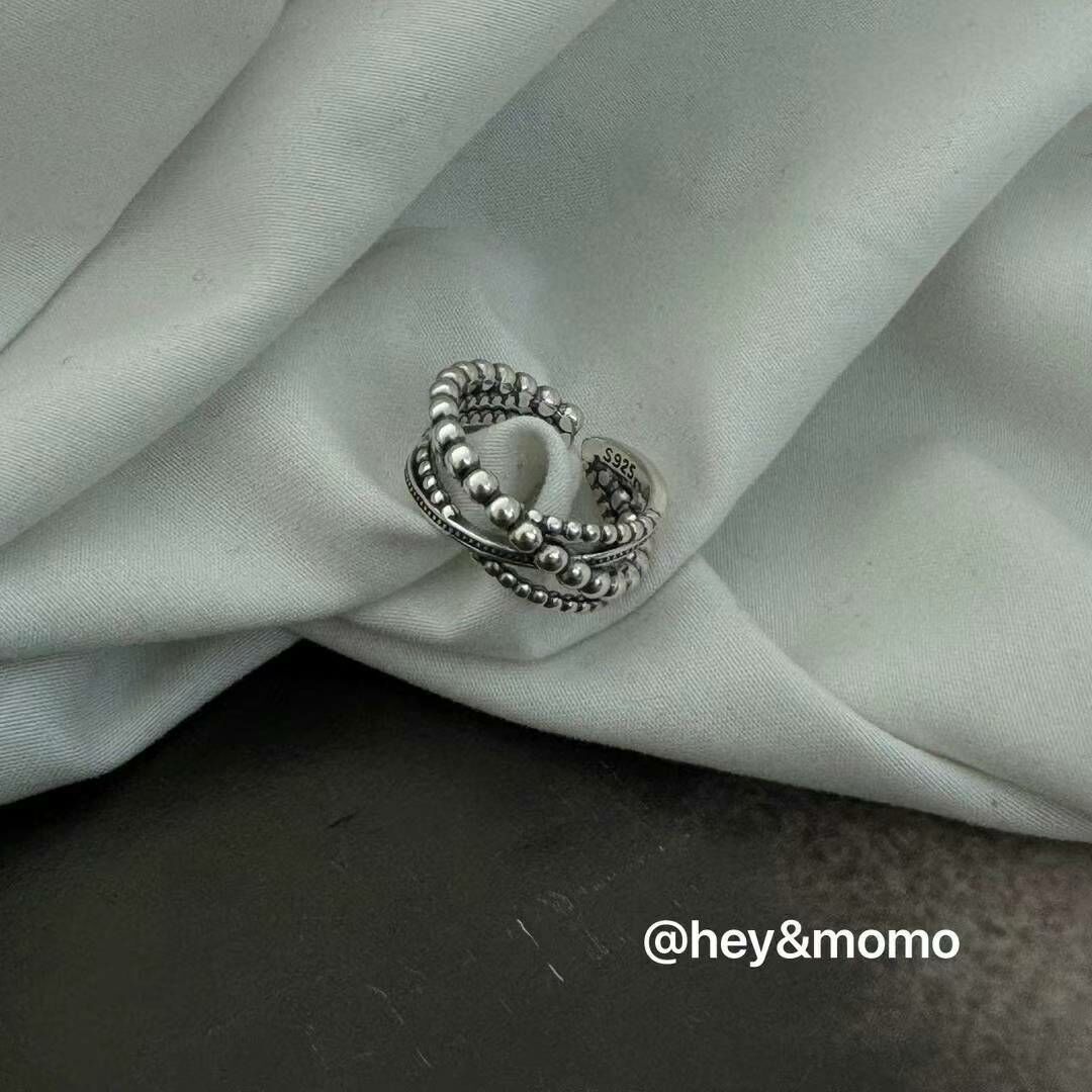 HM2432 復古橢圓纏繞開口戒指