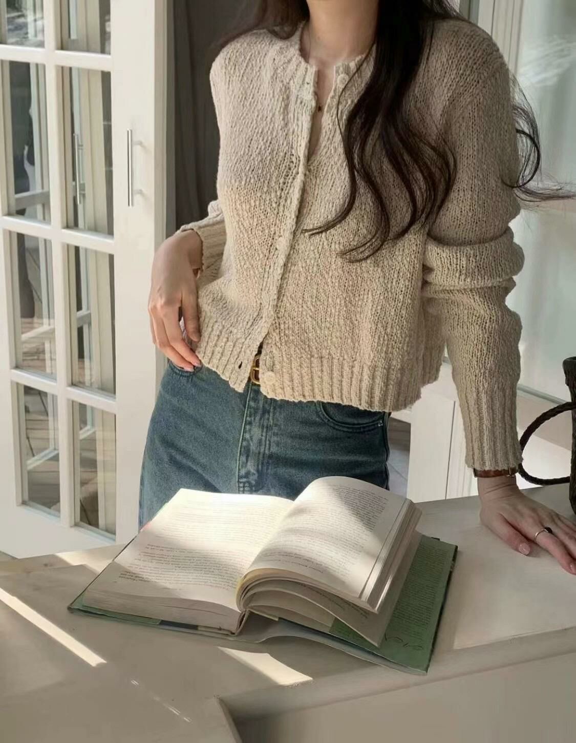 粗幼冷織外套(米色)