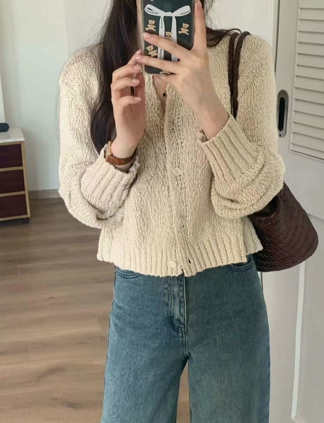 粗幼冷織外套(米色)