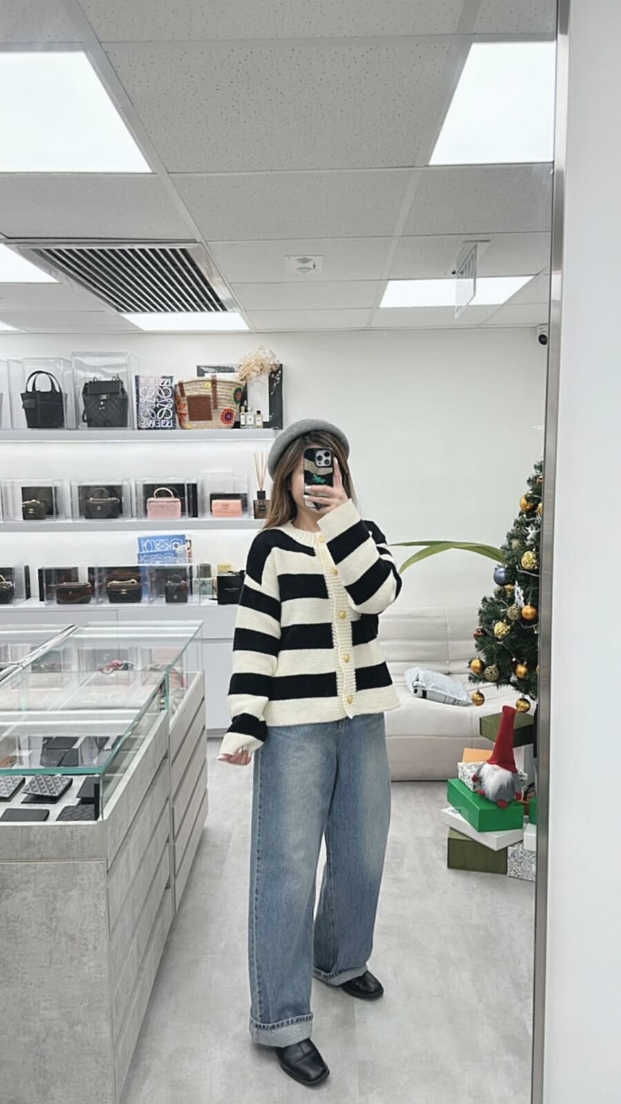 粗橫間金鈕冷外套(黑色)