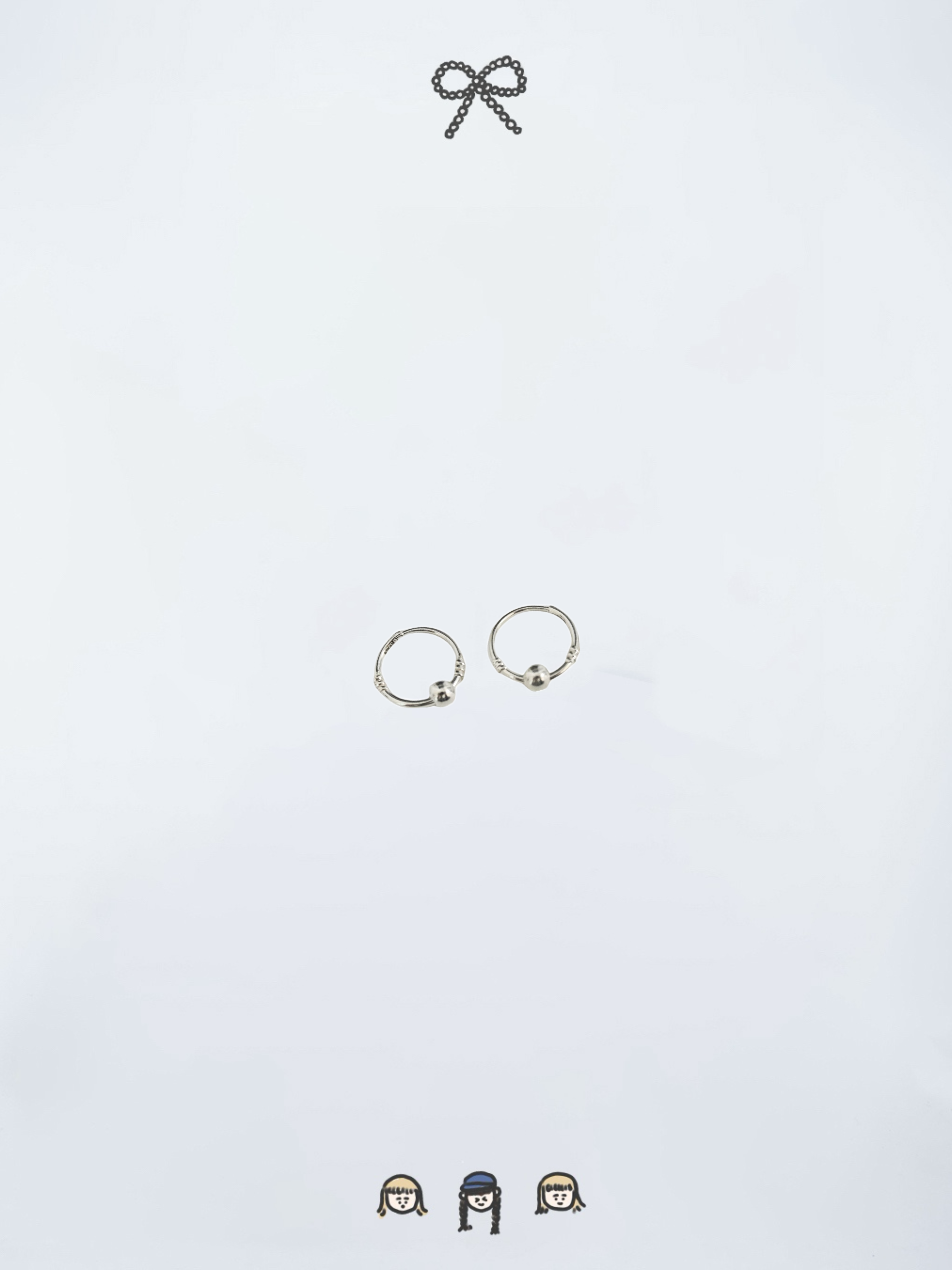 925純銀扭紋邊小珠圈環