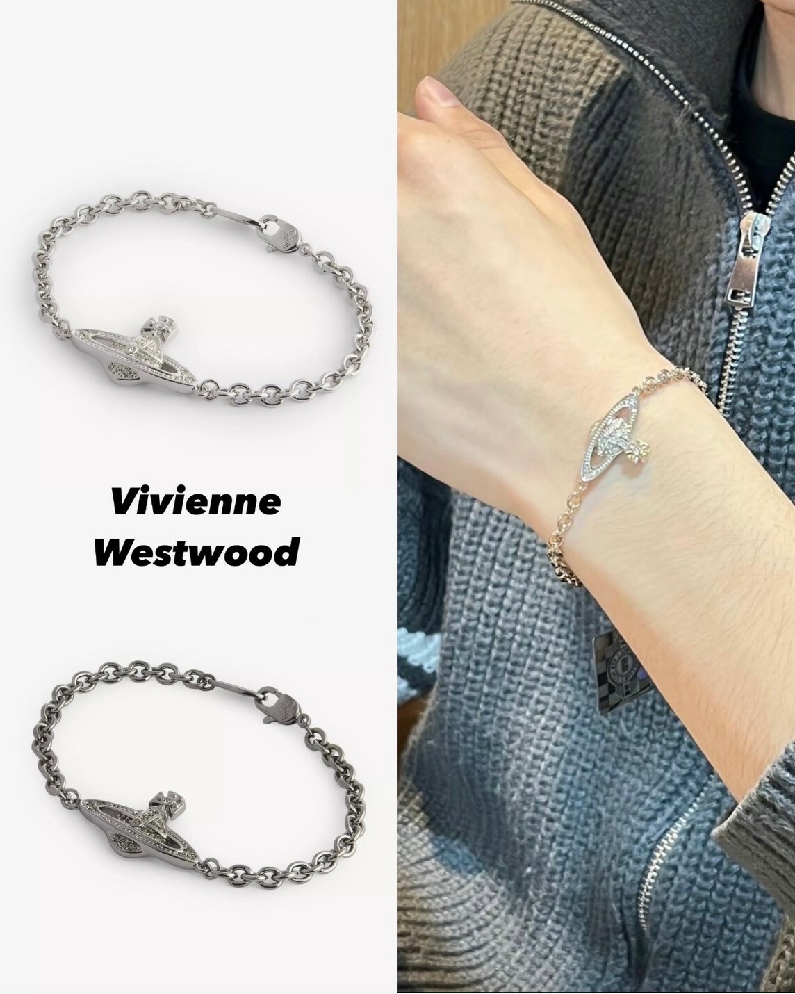 Vivienne Westwood 浮雕帶鑽土星Logo 手鍊 兩色 經典款 西太后
