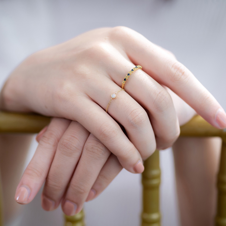 鑽石18K滾珠錬戒