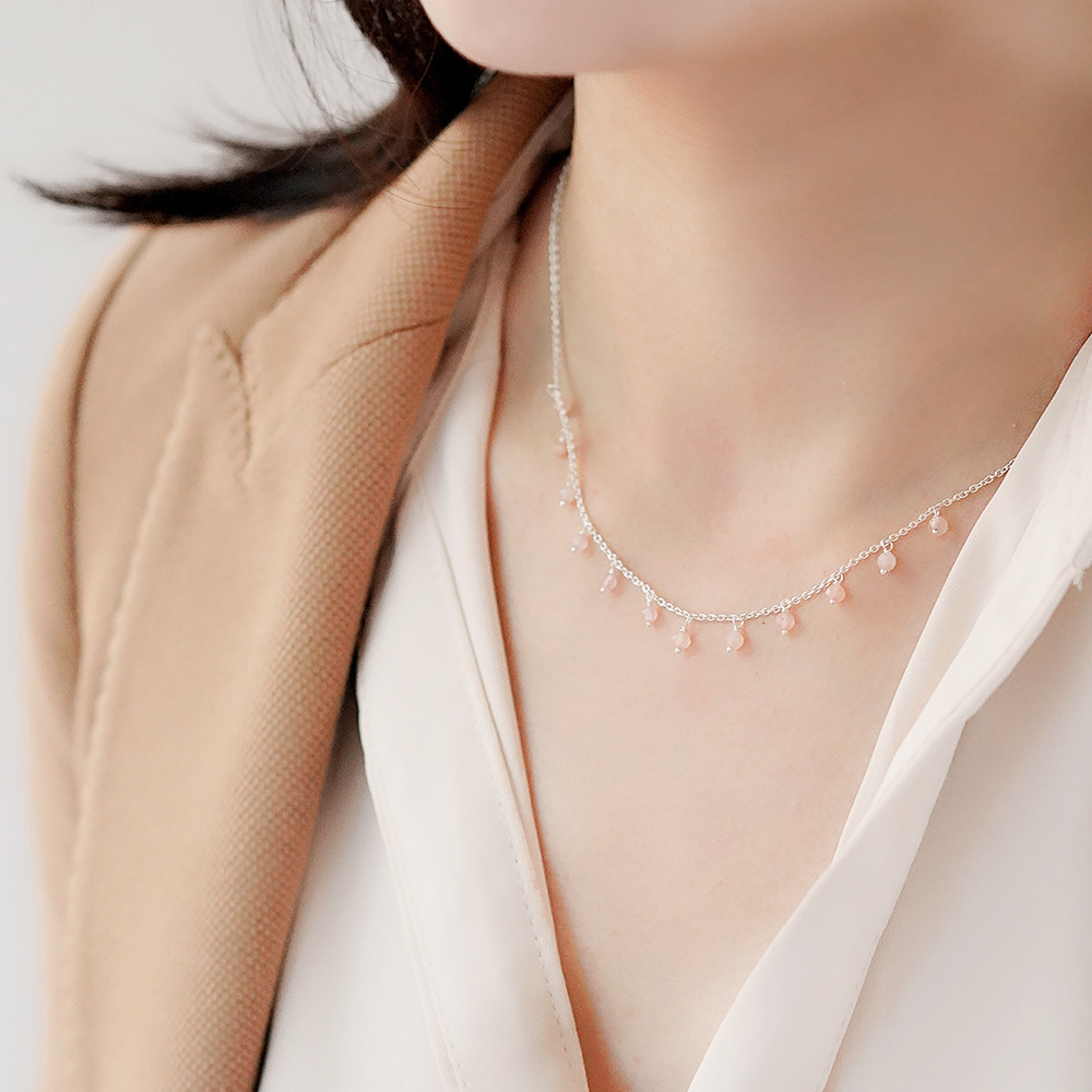 粉晶巴黎女人純銀手鍊項鍊/SB070/SN925| 優雅 水晶 手鏈 鎖骨鏈 情人節禮物