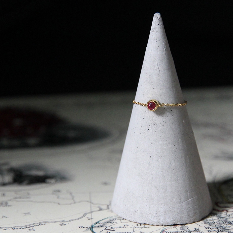 紅寶石18K滾珠錬戒