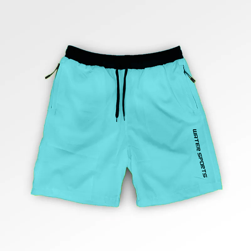 男士 SOLID 雙層速乾沙灘短褲 - 淺藍