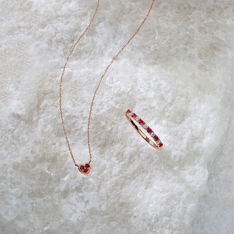 紅寶石鑽石18K跳鑲線戒