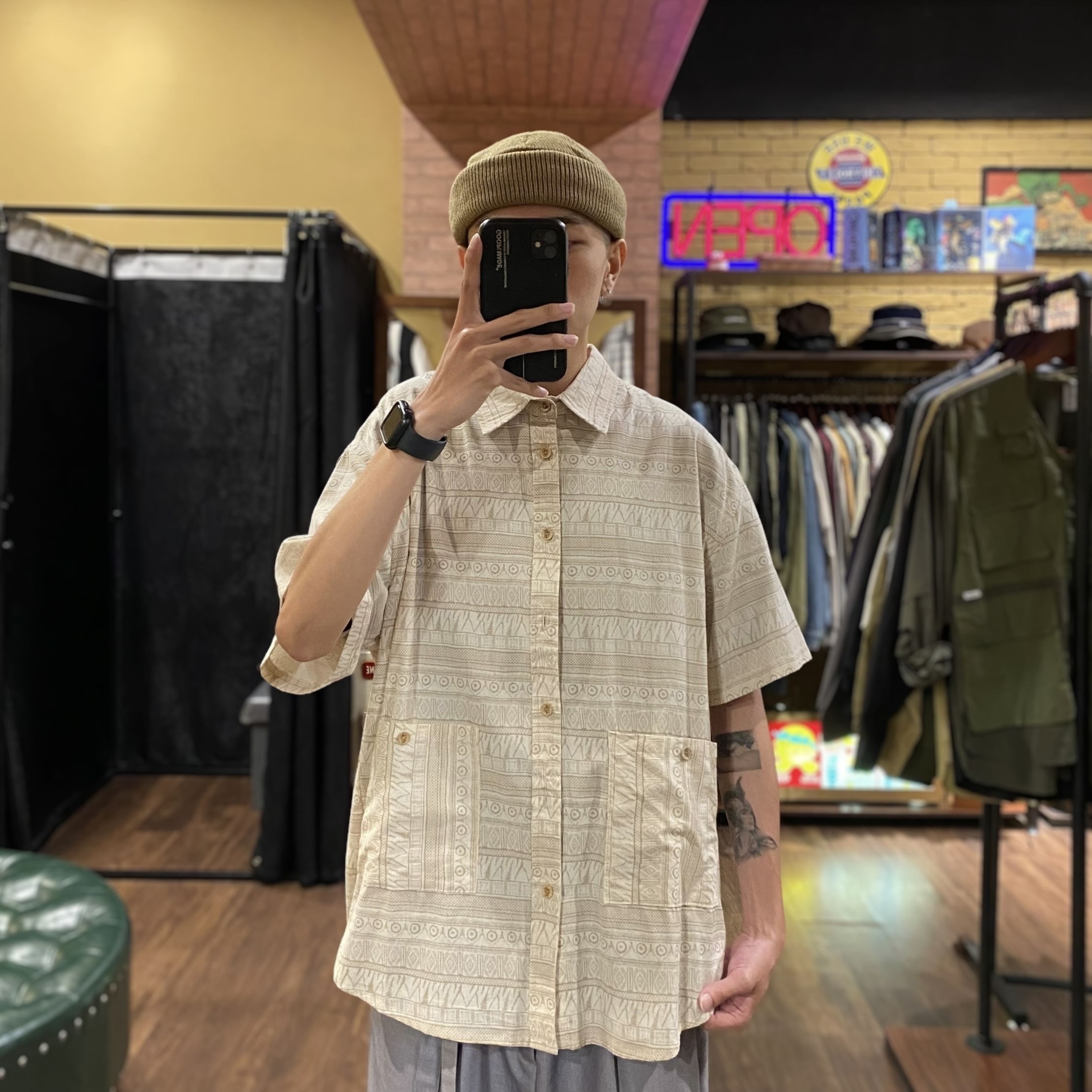 復古滿版圖騰休閒襯衫