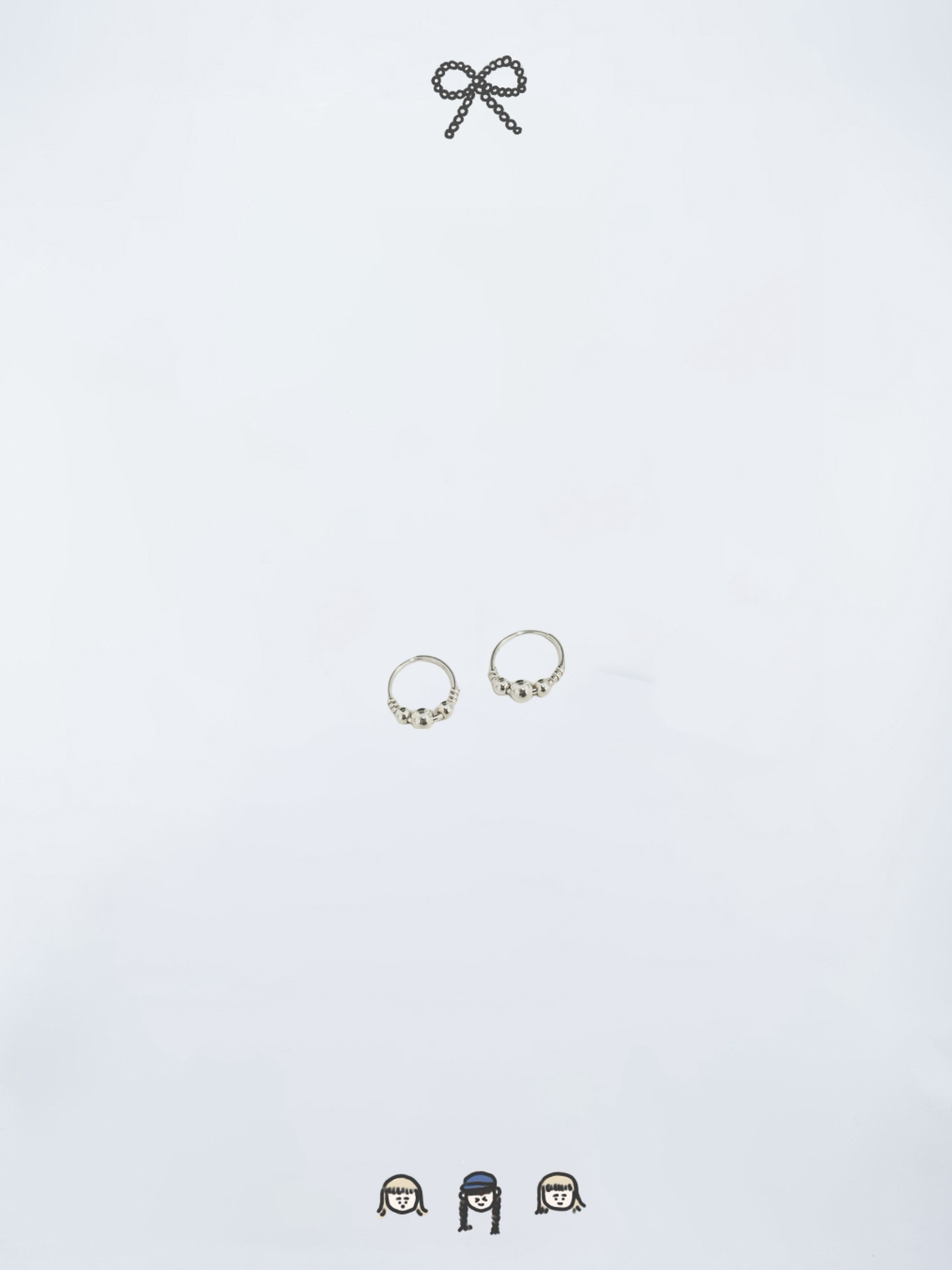 925純銀扭紋邊大小珠圈環