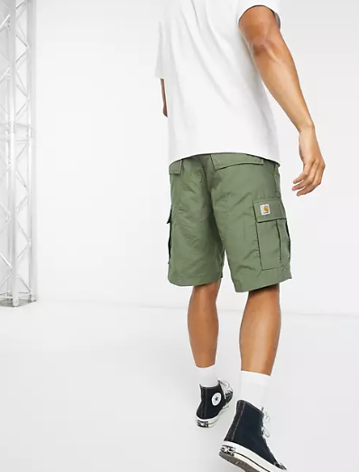 Carhartt WIP Field Cargo Short 上寬下窄 錐形 口袋 工作 短褲 軍綠色 I027971