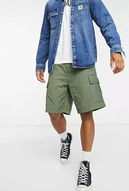 Carhartt WIP Field Cargo Short 上寬下窄 錐形 口袋 工作 短褲 軍綠色 I027971