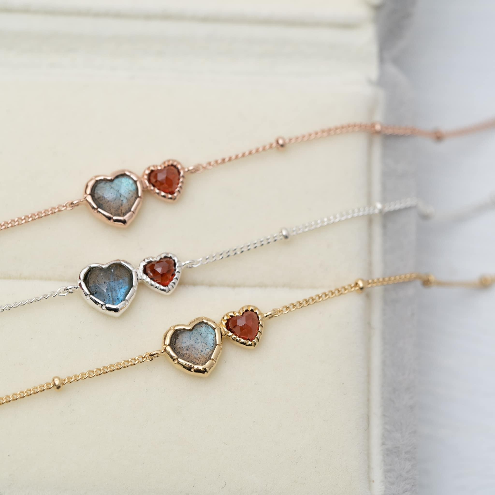 半寶心心手鏈-拉長石榴