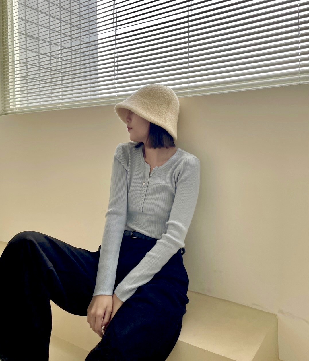 附皮帶毛泥西裝長褲