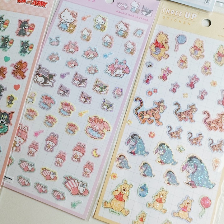 三麗鷗 維尼 湯姆貓 雷射閃亮 手帳貼紙