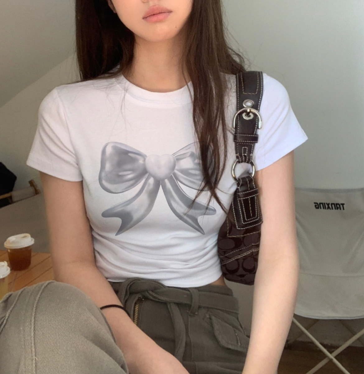 KR SILVER RIBBON CROP TEE (2 COLORS)