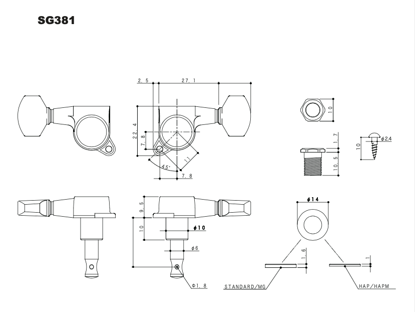 Gotoh SG381 05 C 左6 調音弦鈕