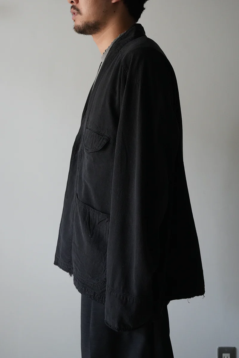 ジャケット・アウター ANCELLM SILK SUEDE COLLARLESS JACKET ANCELLM - SILK SUEDE COLLARLESS JACKET/BLUEGRAY | NapsNote