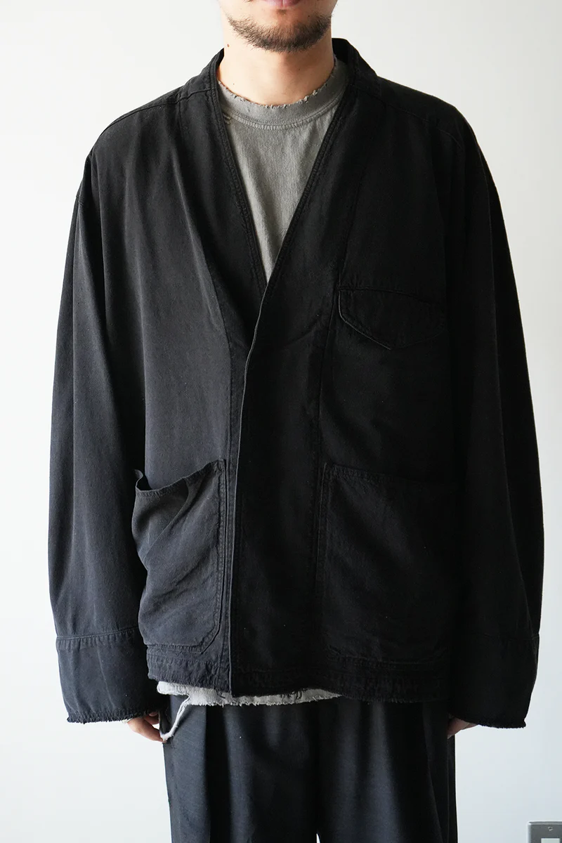 ジャケット・アウター ANCELLM SILK SUEDE COLLARLESS JACKET 1 ANCELLM - SILK SUEDE COLLARLESS JACKET/BLACK | NapsNote