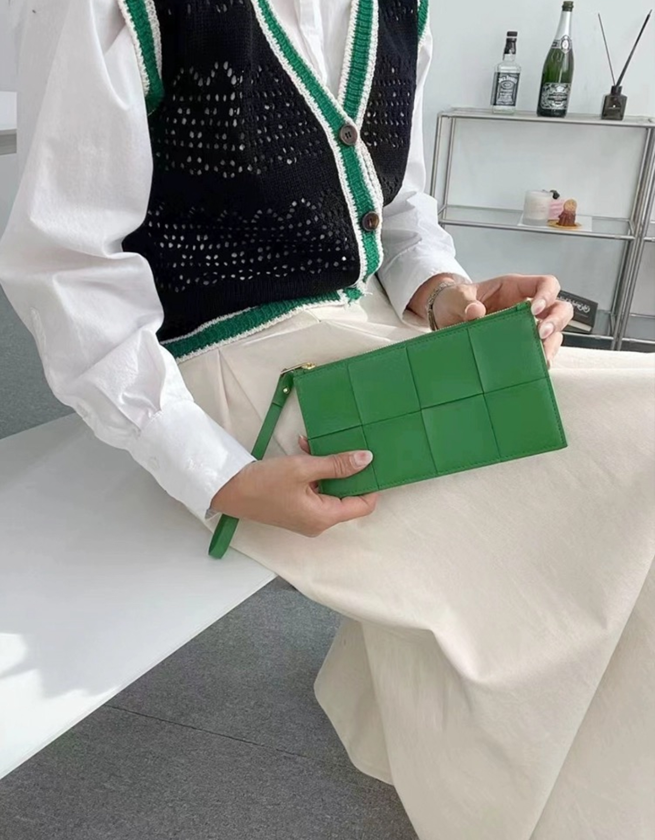 大編織超薄長款錢包