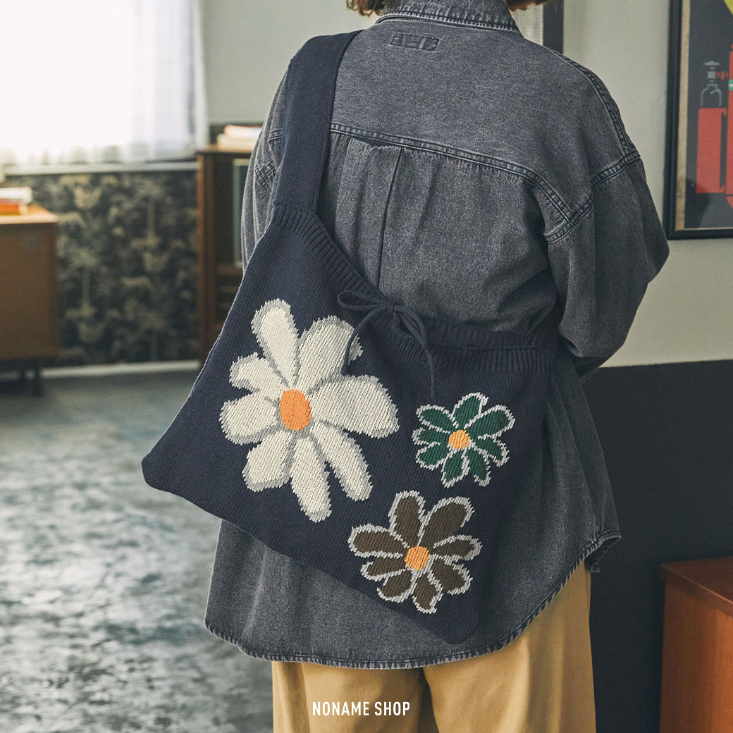 MONO-MART 日系 針織 花花 肩背包 三色