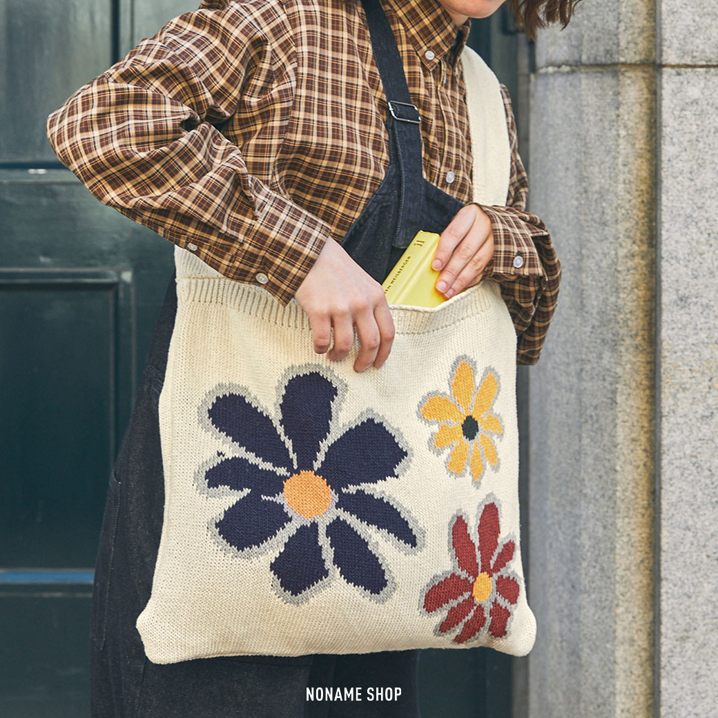 MONO-MART 日系 針織 花花 肩背包 三色