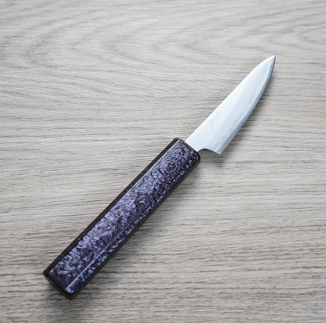 恆久 蔬果刀 80mm 白紙鋼 樫紫柄