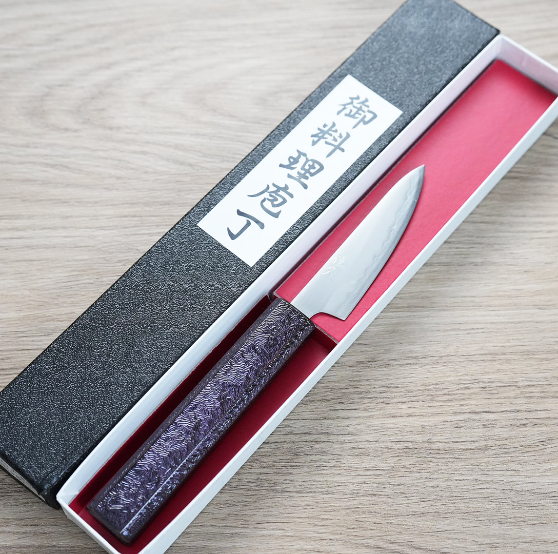 恆久 蔬果刀 80mm 白紙鋼 樫紫柄