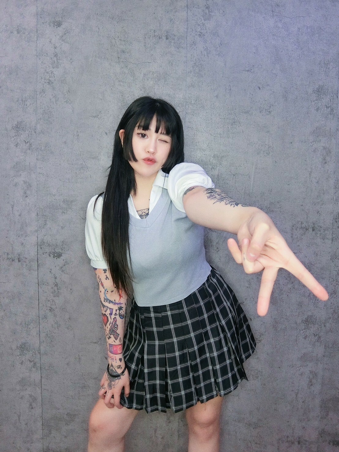 英倫風格紋百褶裙