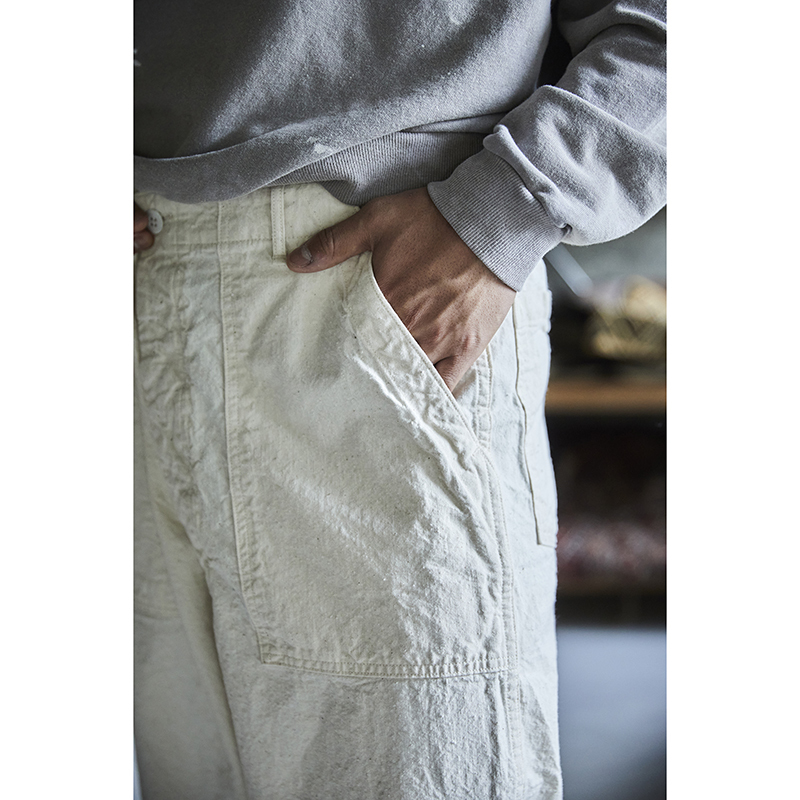 orSlow Original Napped Twill Summer Fatigue Pants Ecru
