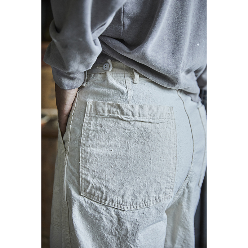 orSlow Original Napped Twill Summer Fatigue Pants Ecru