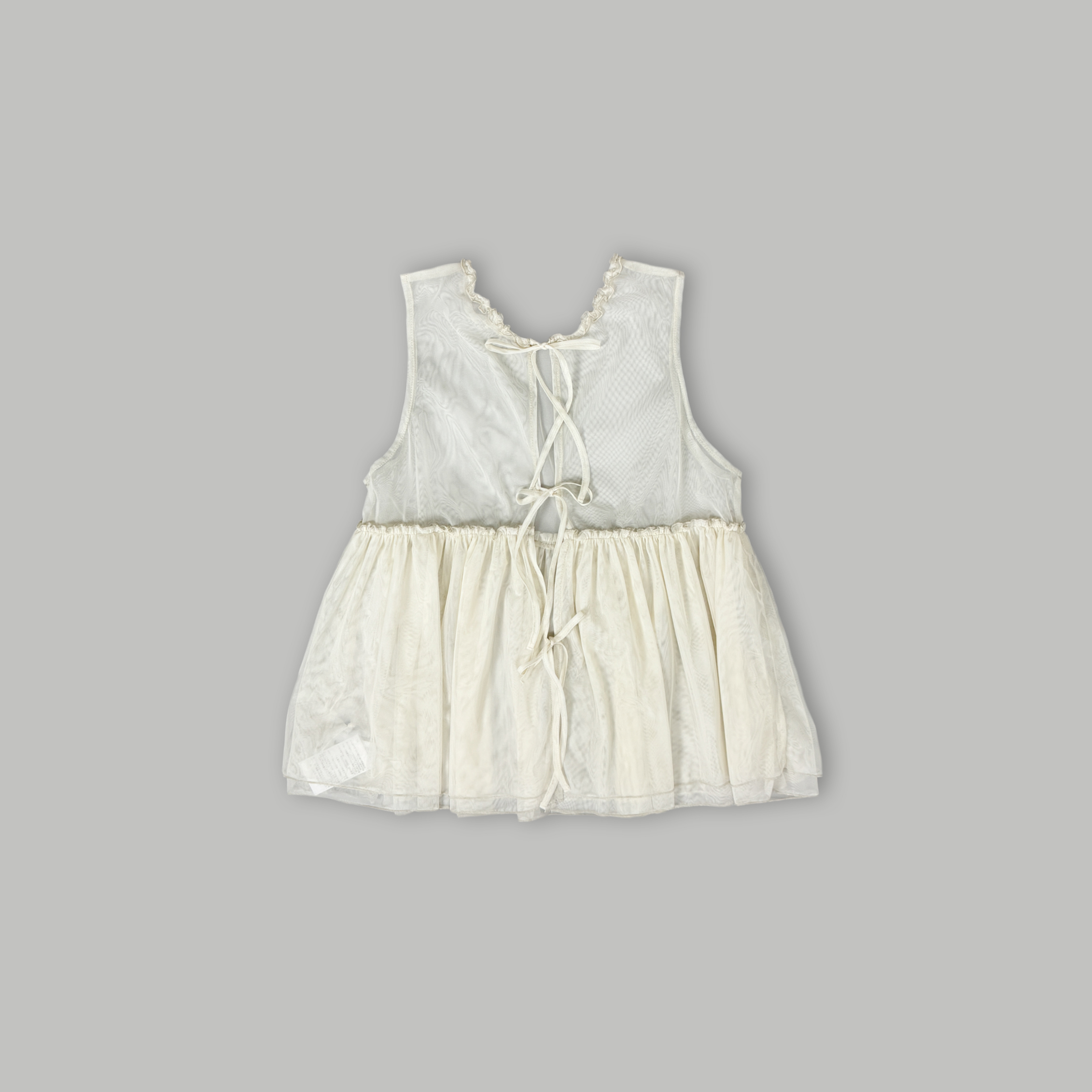 J.P.L. 捲邊領繫帶透紗背心 ╭ 2色 ╮