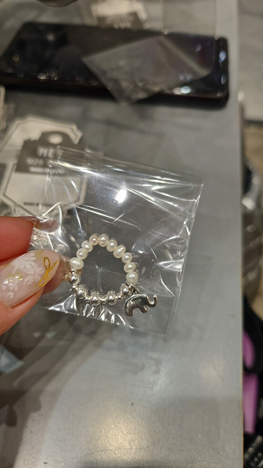 HM2446 珍珠銀珠大象戒指