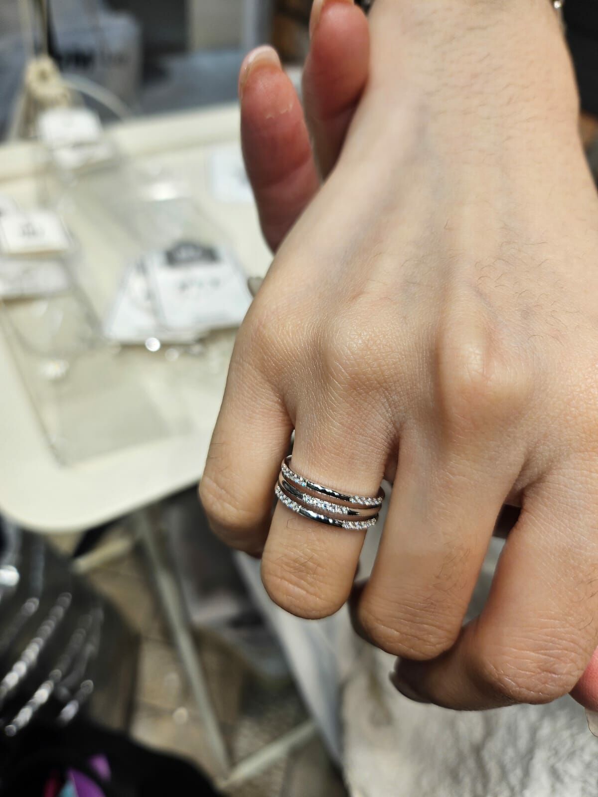 HM2422 精緻水鑽簡約三圈開口戒指