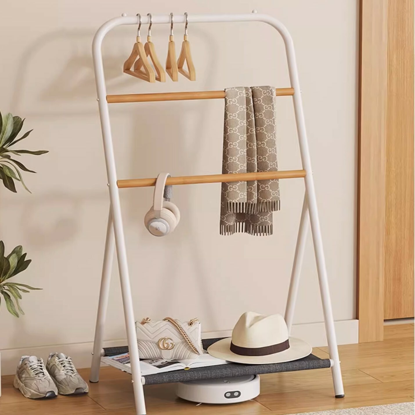 《3912》日式拼色多功能落地衣帽架