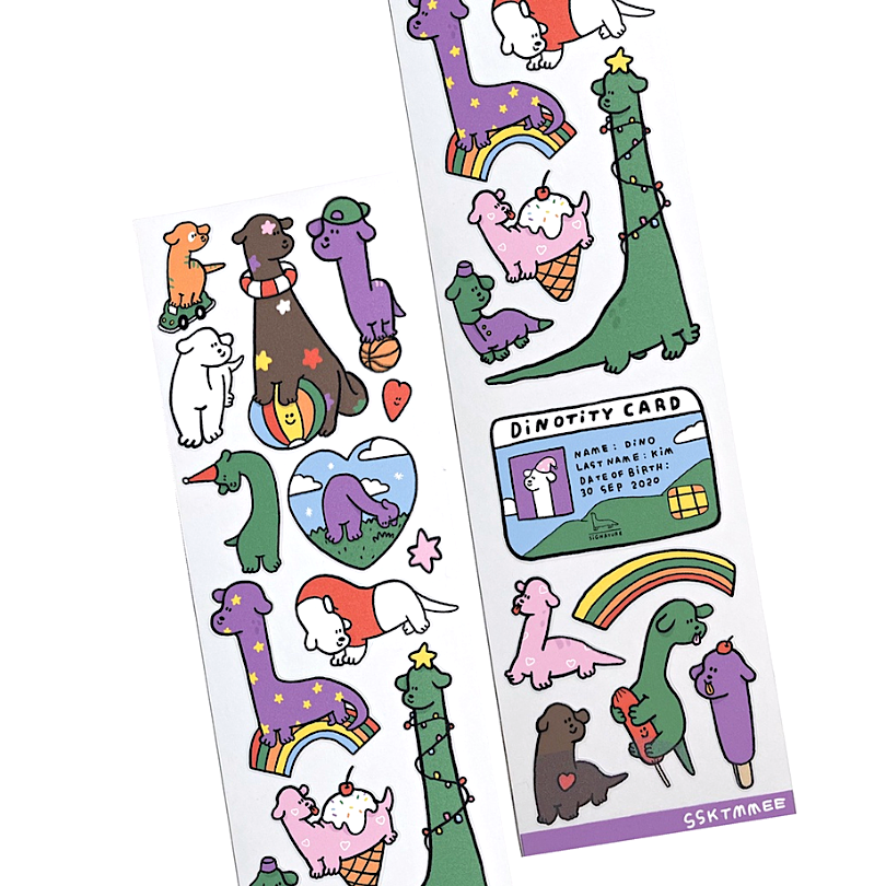 ssktmmee Clear Sticker－Dino (Thai Stationery Brand)
