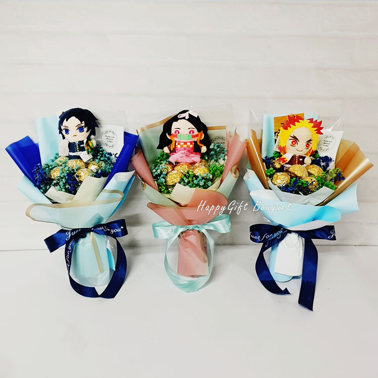 鬼滅之刃金莎滿天星花束,Ferreo rocher with babybreath bouquet